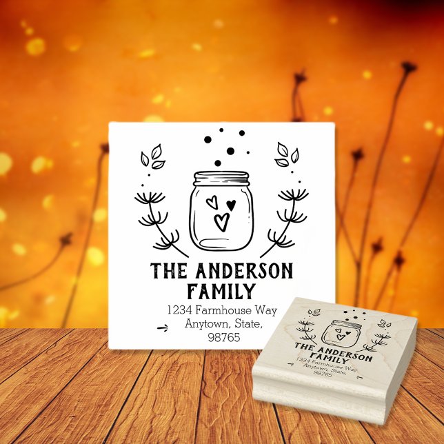 Farmhouse Mason Jar Return Address Rubber Stamp (Creator Uploaded)