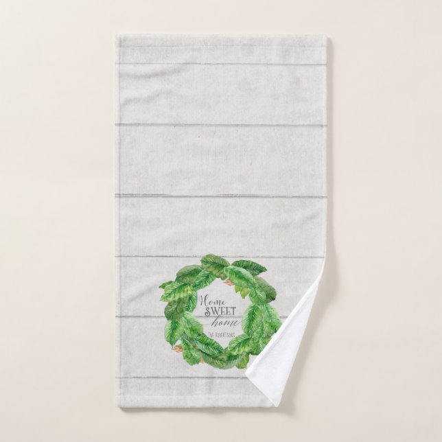 Farmhouse Modern Vintage Shiplap Magnolia Wreath Hand Towel (Hand Towel)