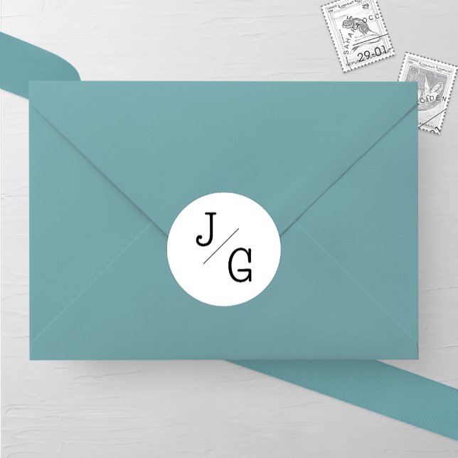 Farmhouse Monogram Wedding Round Sticker (Creator Uploaded)