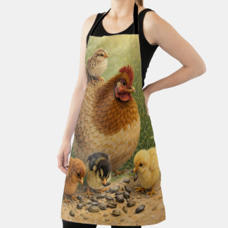 Farmhouse Mother Hen and Baby Chicks Apron
