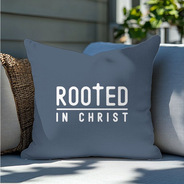 Farmhouse navy blue Christian Throw Pillow (Creator Uploaded)