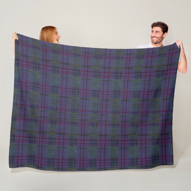 Farmhouse Navy Blue Tartan Fleece Blanket (In Situ)