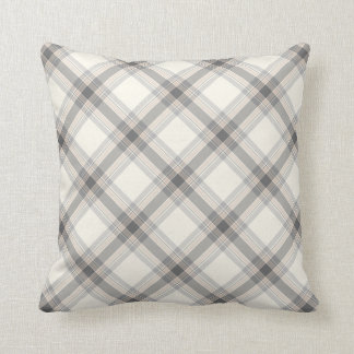 Farmhouse Neutral Plaid Pillow in Grey, Tan, Ivory