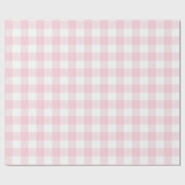 Farmhouse Pastel Pink Buffalo Check Plaid Gift Wrapping Paper (Flat)