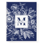Farmhouse Peony Monogram Navy Vintage French Blue