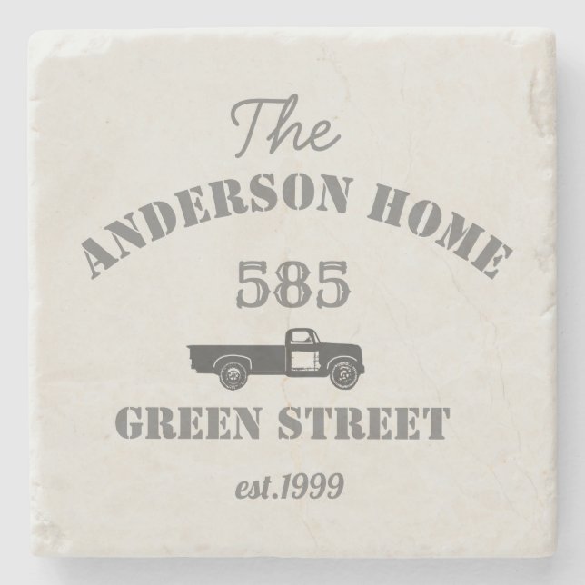 Farmhouse Personalised stone coaster (Front)