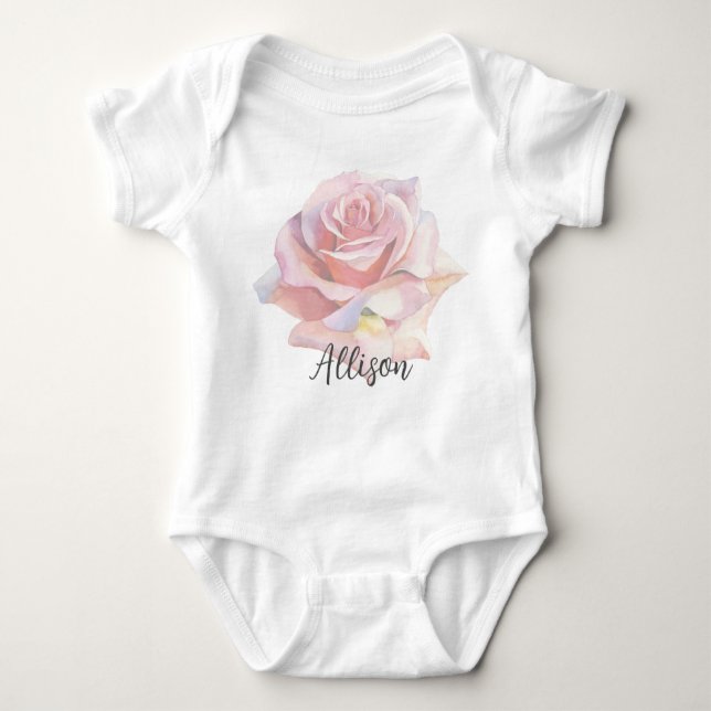 Farmhouse Pink Rose Signature Baby Bodysuit (Front)