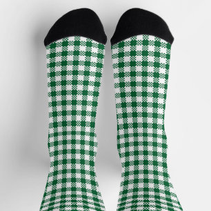 Farmhouse plaid green white rustic buffalo pattern socks
