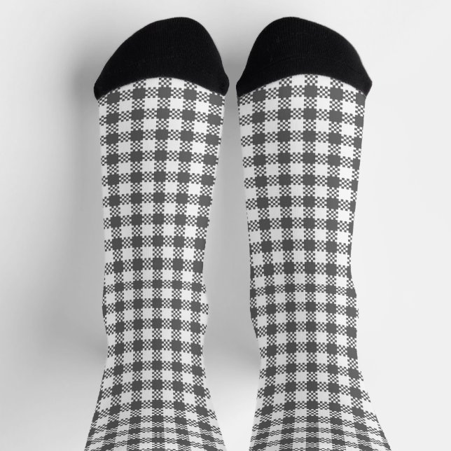 Farmhouse plaid grey white rustic buffalo pattern socks (Top)
