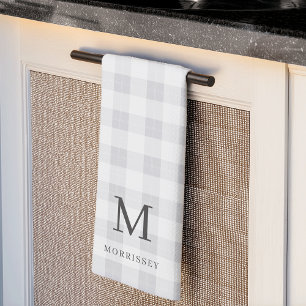 Farmhouse Plaid Monogram & Name Tea Towel
