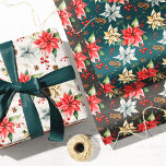 Farmhouse Poinsettia Christmas & Holiday Wrapping Paper Sheet<br><div class="desc">From the Farmhouse Poinsettia Christmas & Holiday Collection: Farmhouse Poinsettia 3 colour gift wrap paper sheets,  with Beautiful rustic holiday pattern. A classic and chic combination that will wow all your family and friends who receive their gift this year!</div>