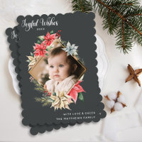 Farmhouse Poinsettia Joyful Wishes Diamond Photo