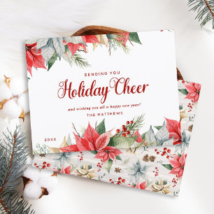 Farmhouse Poinsettia Rustic Chic Christmas Cheer Holiday Card