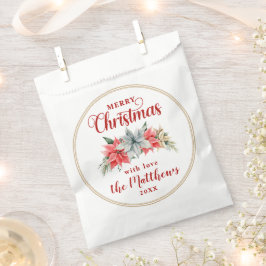 Farmhouse Poinsettia Rustic Merry Christmas Favour Bags