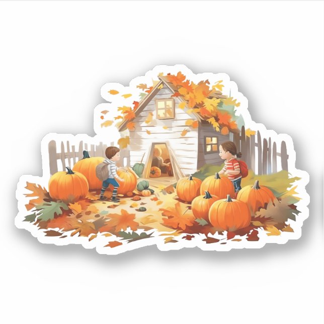 Farmhouse Pumpkins Fall Sticker (Front)