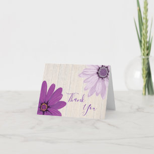 Farmhouse Purple Daisies Folded Thank You Card