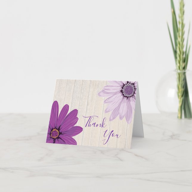 Farmhouse Purple Daisies | Folded Thank You Card (Front)