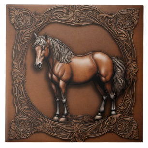Farmhouse Ranch Western Country Brown Horse  Tile