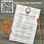 Farmhouse Recipe Keepsake Gray Plaid Wreath  Tea Towel<br><div class="desc">Look of hand written.Type in your own recipe or keep grandma's cookies recipe. Create your own Recipe keepsake Christmas cookies red green plaid. Taupe Tan Gray Buffalo plaid. Recipe Template kitchen towel. Type in your own recipe or keep my grandma's cookie recipe. Create your own Recipe kitchen keepsake. Our Personalized...</div>