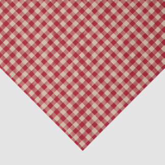 Farmhouse Red and Tan Gingham Check Pattern Tissue Paper