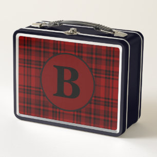 FARMHOUSE RED GINGHAM CHECKERED PLAID  METAL LUNCH BOX