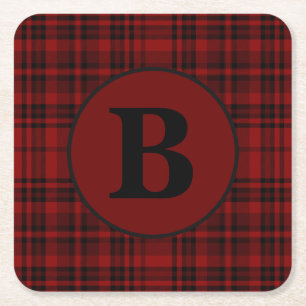 FARMHOUSE RED GINGHAM CHECKERED PLAID SQUARE PAPER COASTER