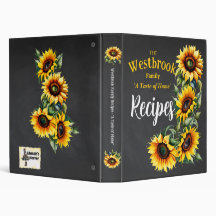 Farmhouse Retro Sunflower Black Chalkboard Recipe
