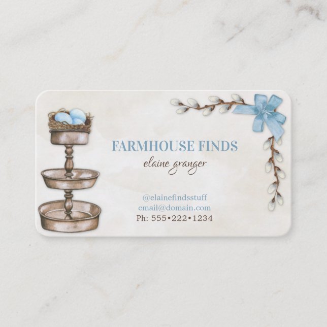 Farmhouse Retro Vintage Finds Treasures Business Card (Front)
