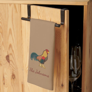 Farmhouse Rooster Brown Tea Towel