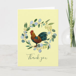 Farmhouse Rooster & Eucalyptus Wreath Folded Thank You Card