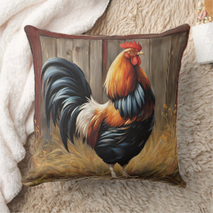 Farmhouse Rooster - Majestic Glory Throw Pillow