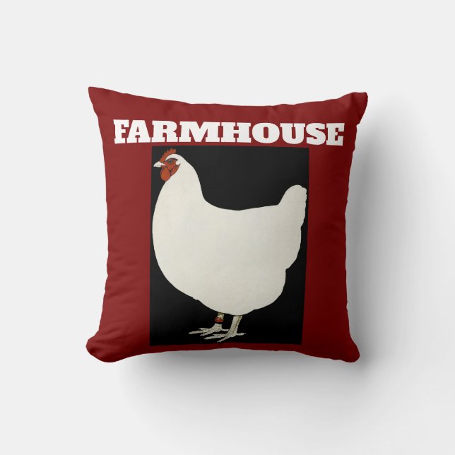 FARMHOUSE ROOSTER red THROW PILLOWS (Front)