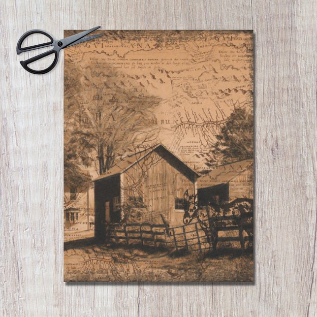 Farmhouse Rustic Barn Donkey Decoupage Tissue Paper (Creator Uploaded)