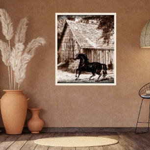 Farmhouse Rustic Barn Horse Poster