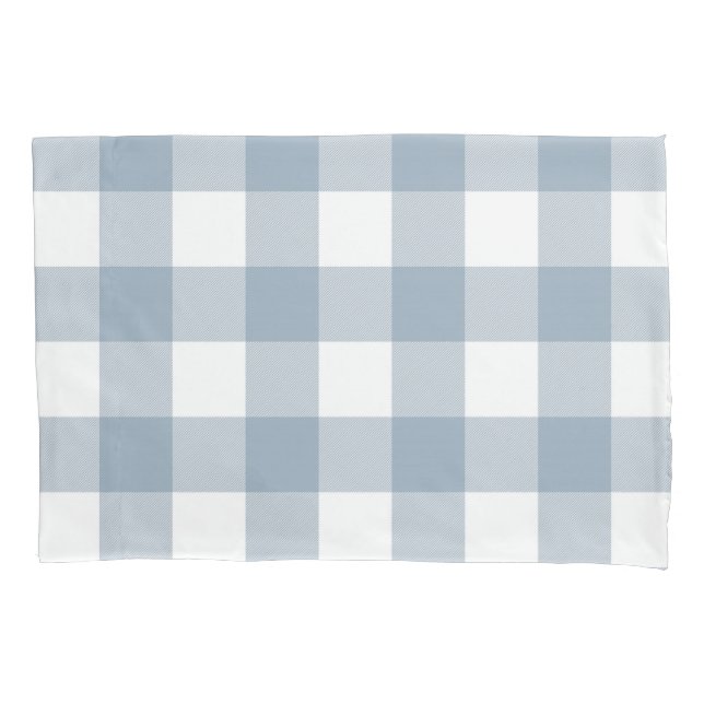 Farmhouse Rustic Blue Grey Buffalo Plaid Square Pillowcase (Front)