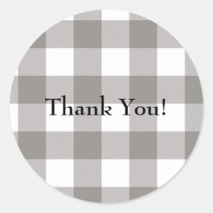 Farmhouse Rustic Grey & White Buffalo Plaid Square Classic Round Sticker