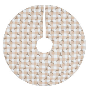 Farmhouse rustic reindeer buffalo check plaid brushed polyester tree skirt