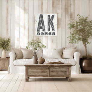 Farmhouse Rustic State Zip Code Alaska Canvas Print