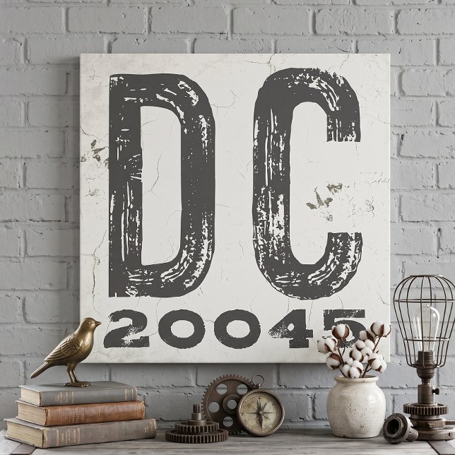Farmhouse Rustic State Zip Code DC Canvas Print (Creator Uploaded)
