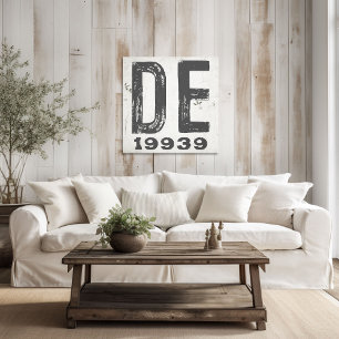 Farmhouse Rustic State Zip Code Delaware Canvas Print