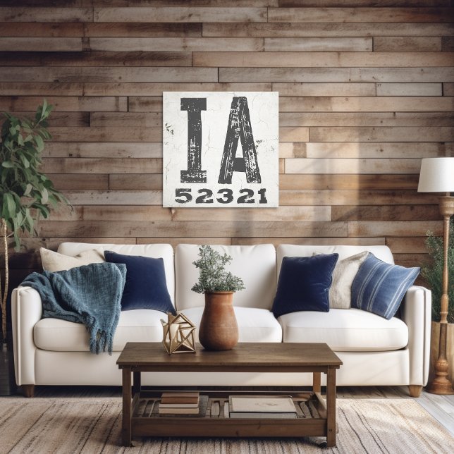Farmhouse Rustic State Zip Code Iowa Canvas Print (Creator Uploaded)