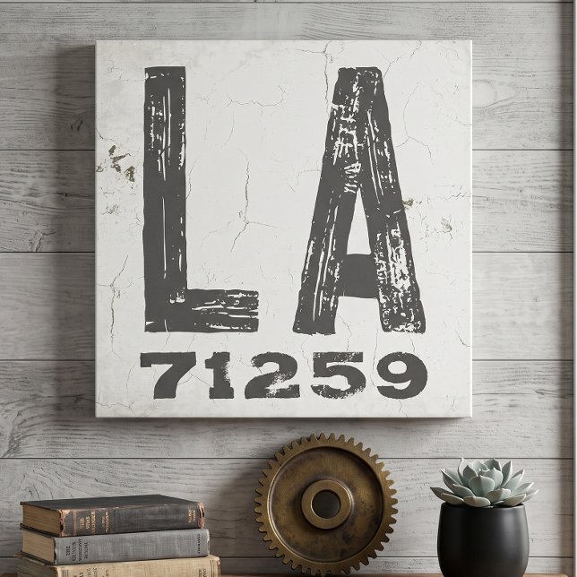 Farmhouse Rustic State Zip Code Louisiana Canvas Print (Creator Uploaded)