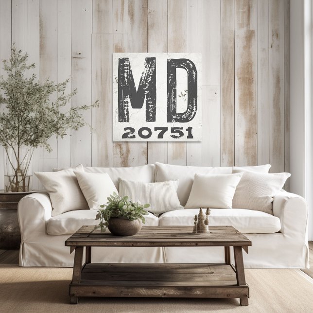 Farmhouse Rustic State Zip Code Maryland Canvas Print (Creator Uploaded)