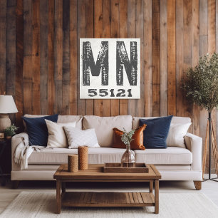 Farmhouse Rustic State Zip Code Minnesota Canvas Print