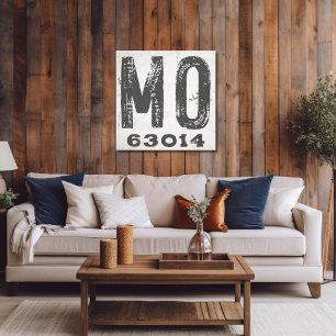 Farmhouse Rustic State Zip Code Missouri Canvas Print