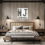 Farmhouse Rustic State Zip Code New Jersey Canvas Print<br><div class="desc">This rustic sign is a simple way to display your love for home. The zip code can be personalised with any zip code in the state. Makes a great gift. Created by Simply Farmhouse Press.</div>