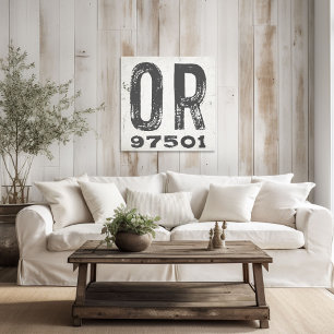 Farmhouse Rustic State Zip Code Oregon Canvas Print
