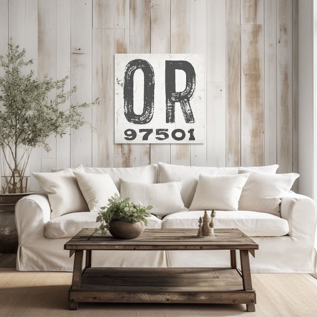 Farmhouse Rustic State Zip Code Oregon Canvas Print (Creator Uploaded)