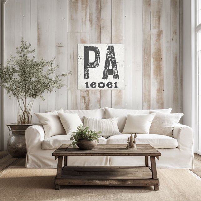 Farmhouse Rustic State Zip Code Pennsylvania Canvas Print (Creator Uploaded)