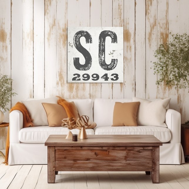 Farmhouse Rustic State Zip Code South Carolina Canvas Print (Creator Uploaded)